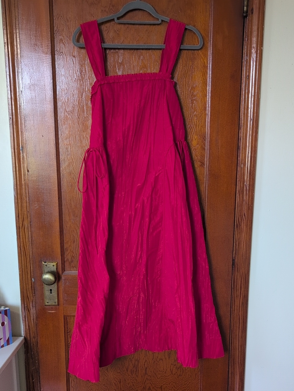 Damson Madder Elina Midi Dress in Red Taffeta